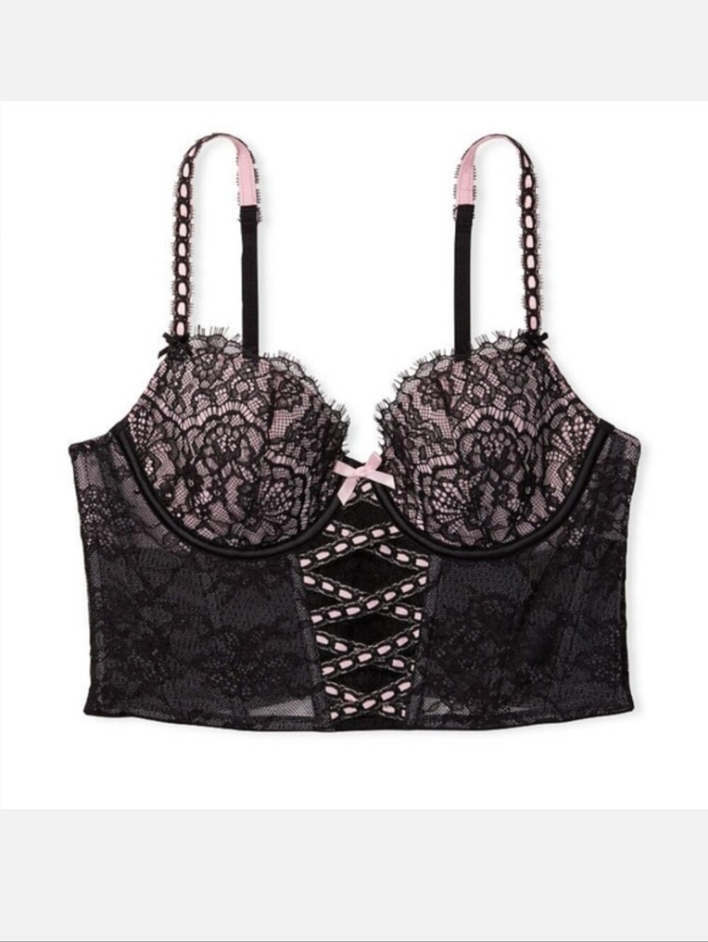 Victorias secret dream Angels lightly lined ribbon slot corset Lace Up bra top